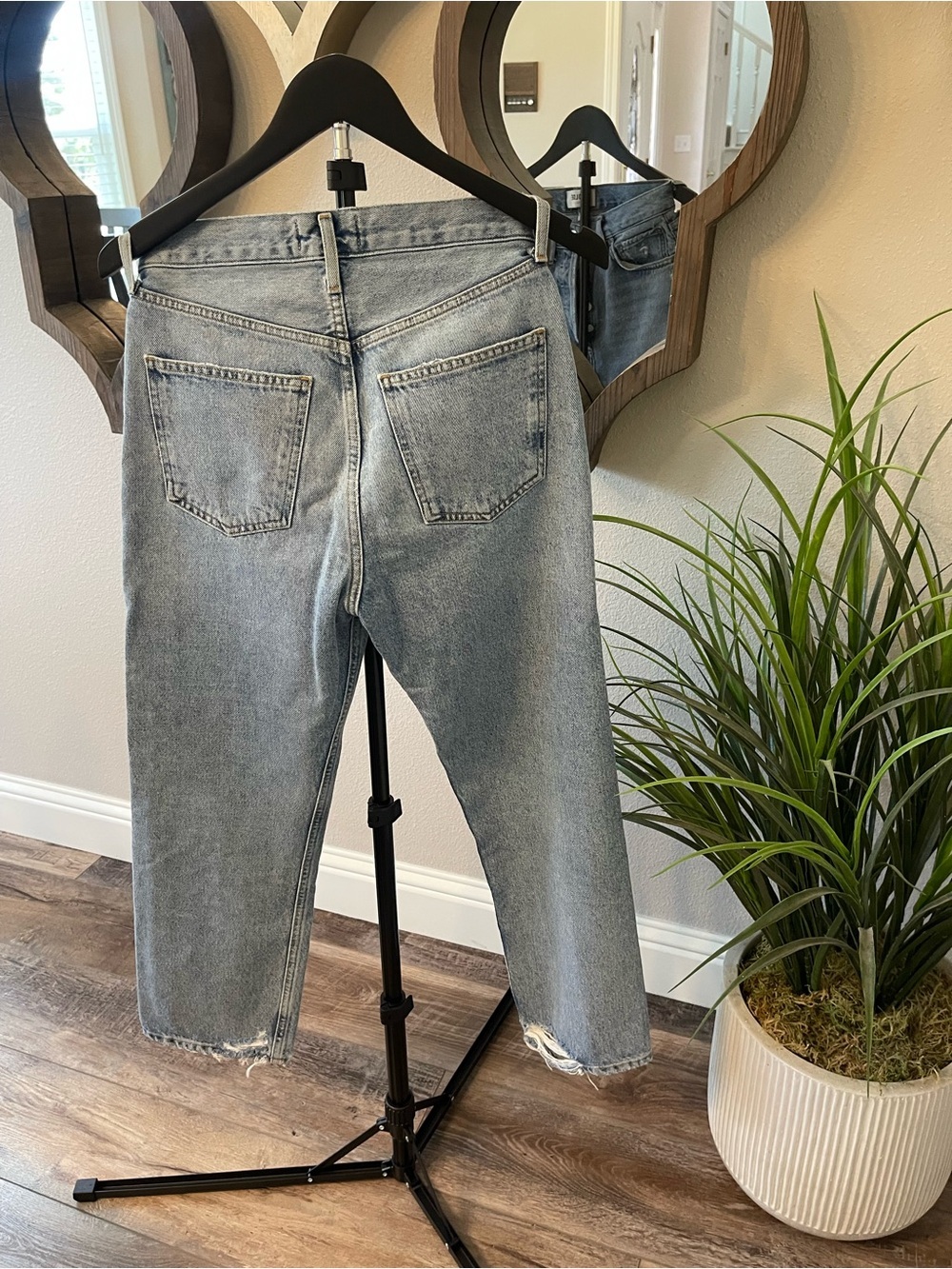 Agolde Crop Light Wash Straight-Leg Jeans with Distressing - Picture 3 of 6